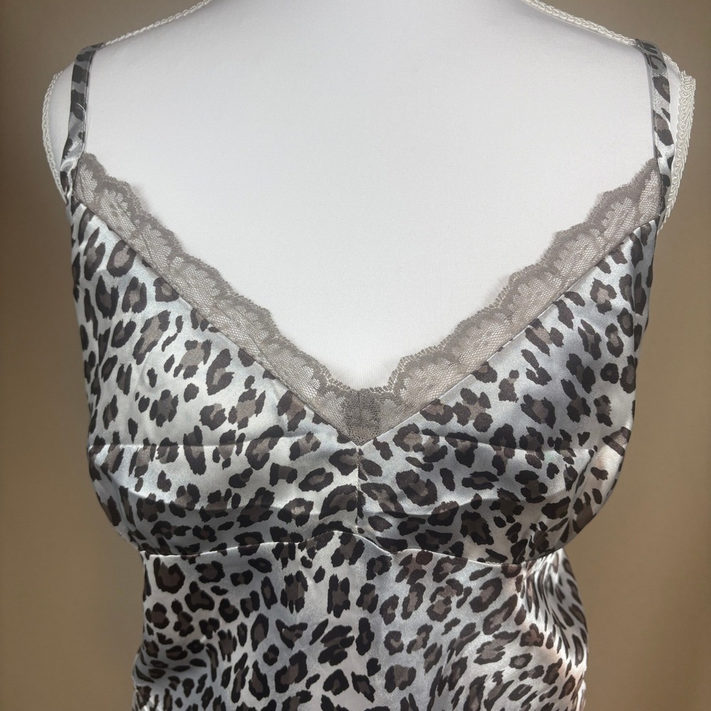 NWT Chanteuse Satin‎ Babydoll Top XL Leopard Lace Trim Going Out Lightweight